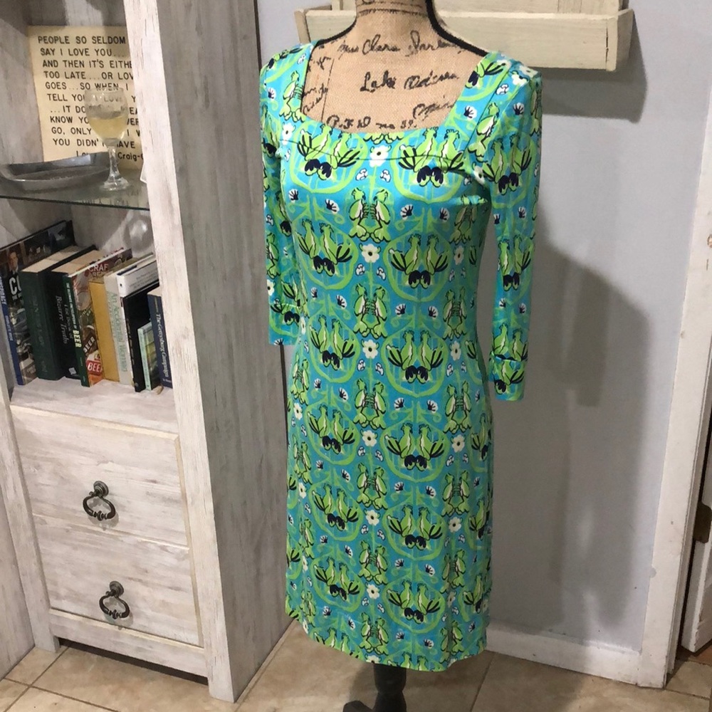 Green and teal bird dress size 4